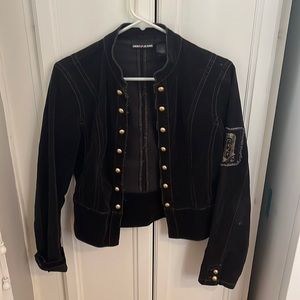 DKNY Jacket black crop with gold buttons